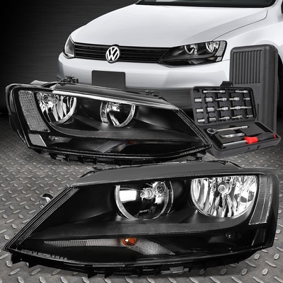 ДЛЯ 11-18 VOLKSWAGEN JETTA СЕДАН ЧЕРНЫЕ ПРОЗРАЧНЫЕ УГЛОВЫЕ ФАРЫ + НАБОР ИНСТРУМЕНТОВ