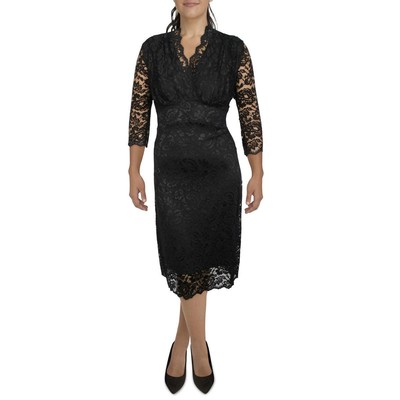 

Женское коктейльное и праздничное платье миди Kiyonna Black Surplice Plus  BHFO 7778, Черный