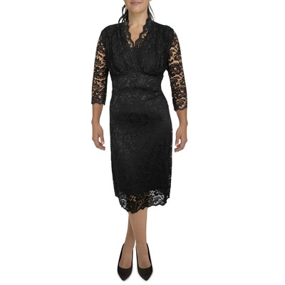 Женское коктейльное и праздничное платье миди Kiyonna Black Surplice Plus 1X BHFO 7778