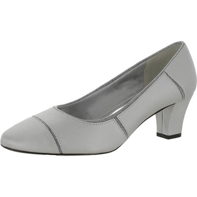 Easy Street Womens Datia Silver Satin Pumps Shoes 9.5 Wide (C,D,W) BHFO 0964