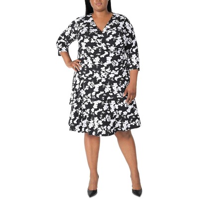 

Женское черное платье прямого кроя до колен Robbie Bee с вышивкой плюс  BHFO 3469, Black/white