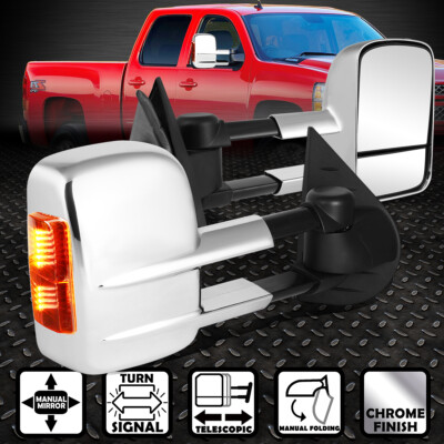 ДЛЯ 07-14 SILVERADO/SIERRA ХРОМИРОВАННОЕ РУЧНОЕ ЗЕРКАЛО ЗАДНЕГО ВИДА С ЖЕЛТЫМ СВЕТОДИОДНЫМ СИГНАЛОМ ПОВОРОТА