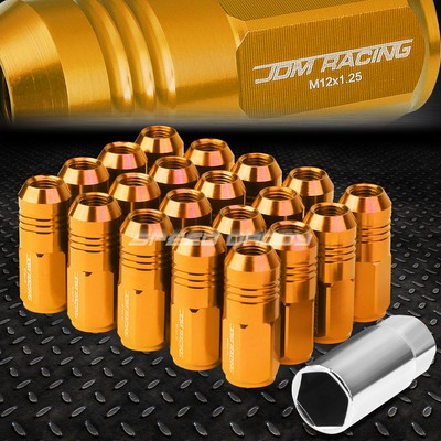 КОМПЛЕКТ ГАЕК С ЗАКРУГЛЕННЫМИ КОНЦАМИ JDM ИЗ АЛЮМИНИЯ ОРАНЖЕВОГО ЦВЕТА С 20 НАКОНЕЧНИКАМИ + АДАПТЕР M12X1.25 ДИАМЕТРОМ 20 ММ/ ВЫСОТОЙ 50 ММ