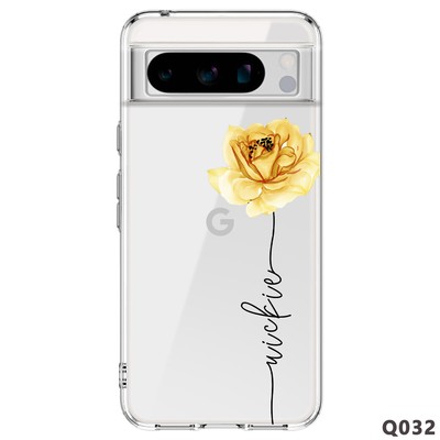 For Google Pixel 9 Pro 8A 7A 6A 5 Soft Phone Case Personalised Floral Name Cover
