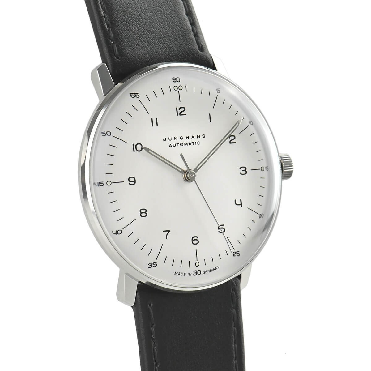 Pre-owned Junghans Max Bill Automatic 027/3500.02 Black Leather 38mm 27/3500.02 Watch