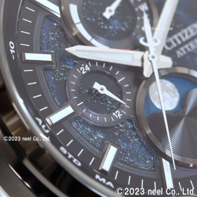 Pre-owned Citizen Attesa By1008-67l Blue Moon Phase Hakuto-r Men's Watch In Box