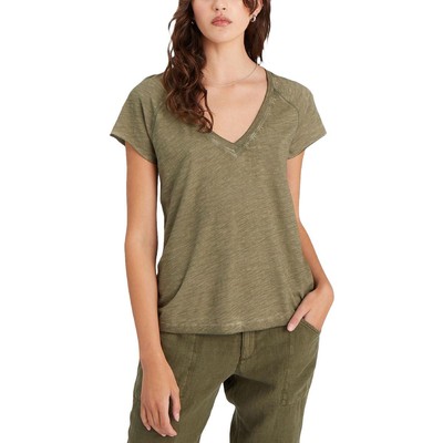 Футболка Sanctuary Womens Lou Green с V-образным вырезом и полосами XXS BHFO 7822