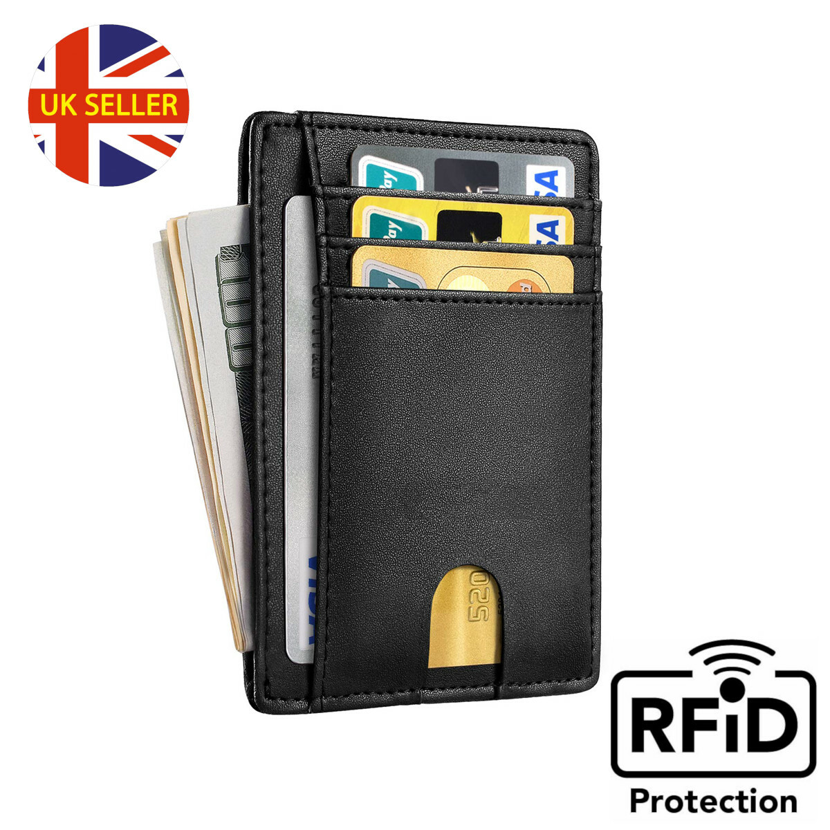 Men's Accessories Jaguar Bifold Wallet Black Genuine Leather with 6