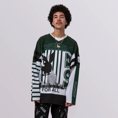 

Футболка HUF x Playboy Football Jersey LS Lifestyle Футболка мужская зеленый/белый/черный, HUF x Playboy Football Jersey LS Lifestyle T-Shirt