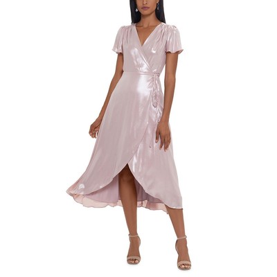

Женское розовое платье миди с защипами и защипами Xscape  BHFO 0226, Rose/silver