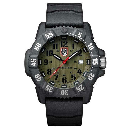 Pre-owned Luminox Carbon Seal 3800 Series Master Men's Watch Green Dial Black Strap 3813