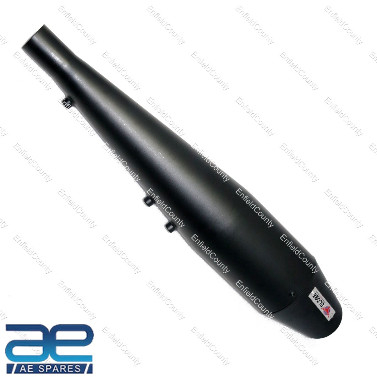 Fits Royal Enfield Classic Bullet Dolphin Black Silencer + Bracket & Adapter 