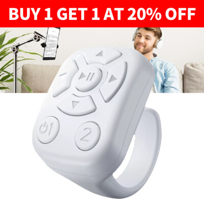 Bluetooth Remote Control Scrolling Ring Fingertip Wireless Page Turner White US