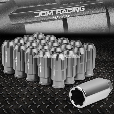 НАБОР ГАЕК JDM ИЗ ОРУЖЕЙНОГО МЕТАЛЛА С ОТКРЫТЫМ КОНЦОМ ИЗ АЛЮМИНИЯ С 20 НАКОНЕЧНИКАМИ + КЛЮЧ M12X1,5 ДИАМЕТРОМ 24 ММ/ ВЫСОТОЙ 50 ММ
