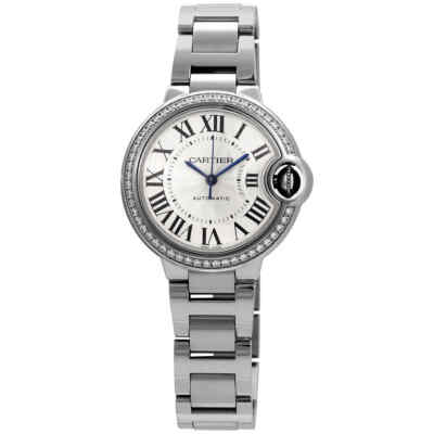 Pre-owned Cartier Ballon Bleu Automatic Diamond Silver Dial Ladies Watch W4bb0023