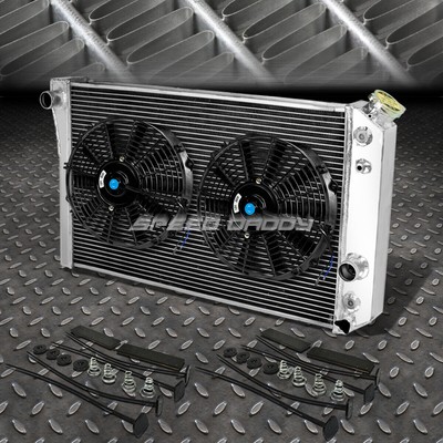 3-ROW ALUMINUM RADIATOR+2X 9 FAN BLACK FOR 82-02 CHEVY S10/BLAZER/CORVETTE V8