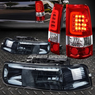 ЗАКОПЧЕННАЯ ХРУСТАЛЬНАЯ ФАРА + УГОЛОК + КРАСНЫЙ 3D СВЕТОДИОДНЫЙ ЗАДНИЙ ФОНАРЬ ДЛЯ 99-02 SILVERADO