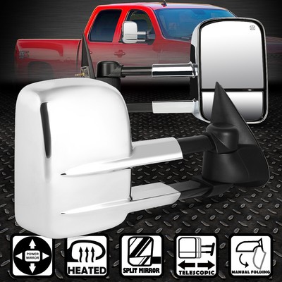 ДЛЯ 99-02 GM CHEVY/GMC GMT800 ХРОМИРОВАННАЯ ПАРА БУКСИРОВОЧНЫХ ЗЕРКАЛ ЗАДНЕГО ВИДА С ЭЛЕКТРОПРИВОДОМ И ПОДОГРЕВОМ