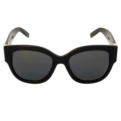 Pre-owned Saint Laurent Grey Round Ladies Sunglasses Sl M95/f 005 56 Sl M95/f 005 56 In Gray