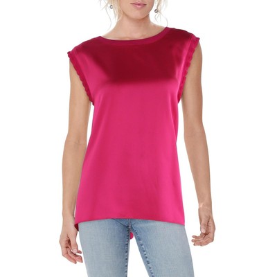 Karl Lagerfeld Paris Womens Pink Silk Ruffled Tank Shell Shirt XL BHFO 9911