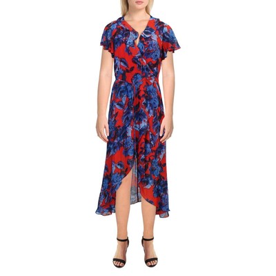 

Женское красное платье с запахом и цветочным принтом Julia Jordan  BHFO 4513, Red multi