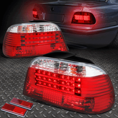 [СВЕТОДИОД В СТИЛЕ LCI] ДЛЯ 95-01 BMW 7-SERIES E38 КРАСНЫЙ/С ПРОЗРАЧНЫМИ ЛИНЗАМИ ЗАДНИХ СТОП-СИГНАЛОВ
