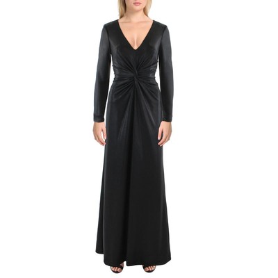Женское вечернее платье из мерцающего черного джерси Lauren Ralph Lauren 2 BHFO 7910