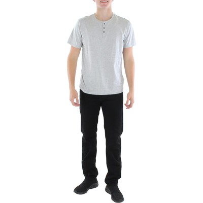 

Мужская серая футболка Henley из хлопка с короткими рукавами  BHFO 0694, Light grey marled, 361122406