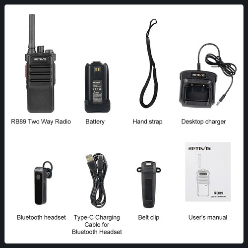 2PCS Retevis RB89 GMRS Walkie Talkies Bluetooth Powerful Flashlight LED 5W