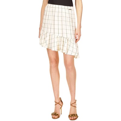 Женская асимметричная юбка MICHAEL Michael Kors цвета слоновой кости, металлик, M BHFO 6246