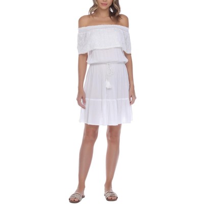 Женская белая пляжная одежда Raviya, связанная крючком, с открытыми плечами, L BHFO 5891