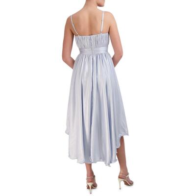 Pre-owned Bcbgmaxazria Womens Below Knee Pleated Asymmetrical Hem Midi Dress Bhfo 2906 In Blue