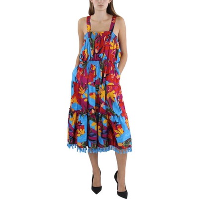 Женское атласное платье миди с принтом Tahari ASL Petites BHFO 3597