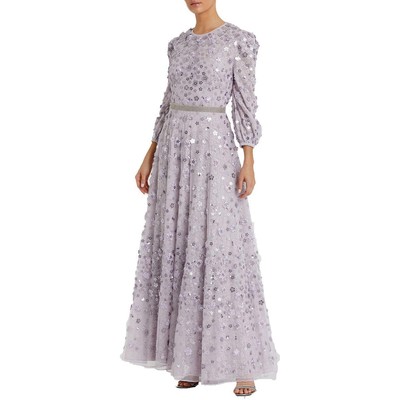Mac Duggal Womens Purple Lace Embellished Formal Evening Dress Gown 6 BHFO 3368