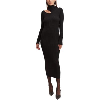 Женское платье-свитер в рубчик Bardot, миди-платье с высоким воротом, BHFO 7580
