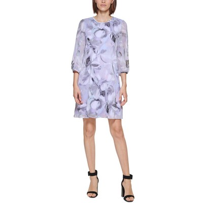 

Calvin Klein Женское фиолетовое мини-платье с цветочным принтом  BHFO 9386, Opal multi