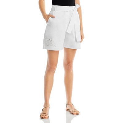 

Boss Womens Tabroido High Waist Short Flat Front Tie-Waist/Belted BHFO 8239, Белый, Tabroido