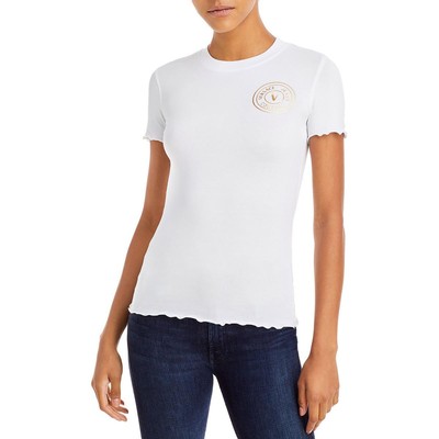

Versace Jeans Couture Женская белая однотонная приталенная футболка  BHFO 6007, Белый