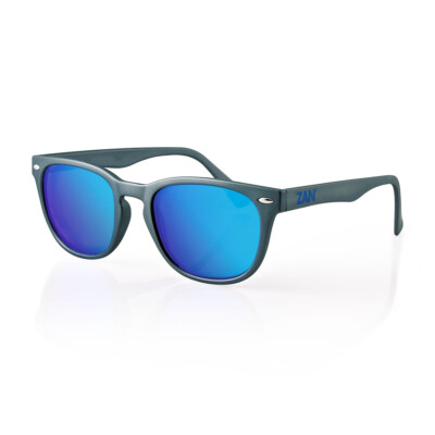 Zan  NVS Sunglass Matte Gunmetal Frame Smoked Cyan Mirror Lens
