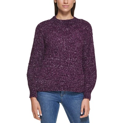 

Женский фиолетовый синельный пуловер с круглым вырезом Calvin Klein  BHFO 7179, Aubergine