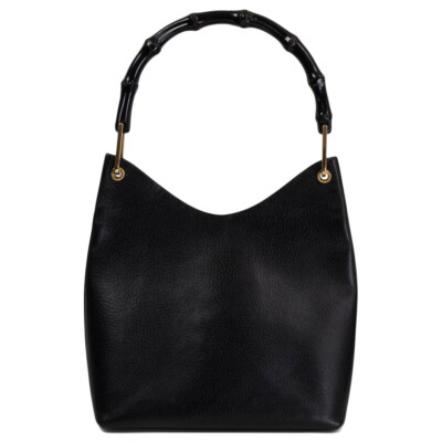 バッグ archive GUCCI leather hand bag 64799 auth GUCCI black leather BAMBOO HANDLE Hobo Shoulder