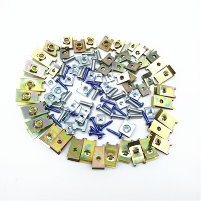 100pcs Mixed Fastener Fixed Screw U Type Gasket Clip For Car Door/Panel/Fender