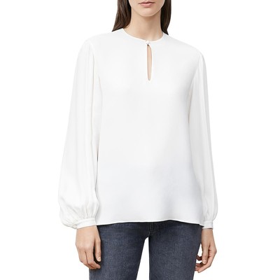 Lafayette 148 New York Женская белая блузка-топ Layton с вырезом, XL BHFO 5920