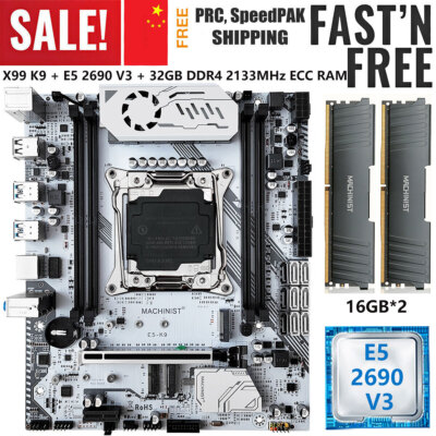 X99 K9 Motherboard LGA 2011-3 + E5 2690 V3 CPU 32GB DDR4 2133MHz ECC RAM w/ M.2