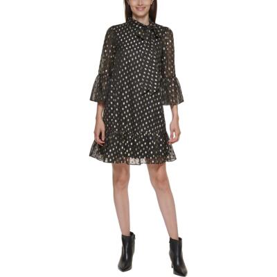 Женское вечернее мини-платье-сорочка Calvin Klein черного цвета металлик 4 BHFO 8201