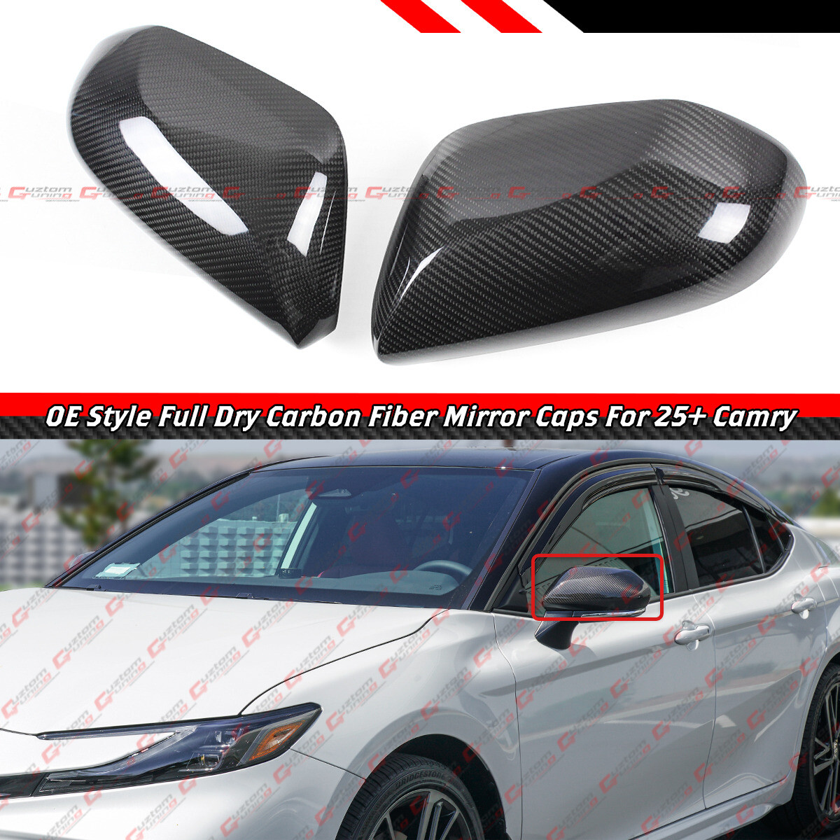 For 2025-26 Toyota Camry Se Xse Le Xle Dry Carbon Fiber Add On Mirror Cover Cap