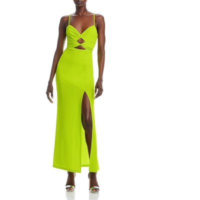 Женское вечернее платье из зеленого джерси с вырезом спереди и разрезом BCBGMAXAZRIA, L BHFO 4197