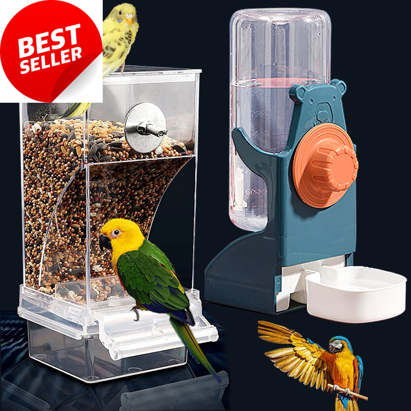 Kenond Bird Feeder and Water Dispenser Set 2pk Automatic Parrot Budgie Cage