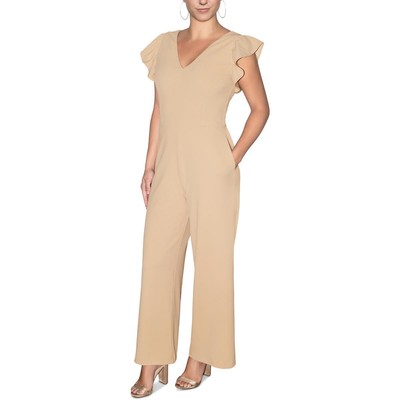 Rachel Rachel Roy Женский коричневый укороченный комбинезон с V-образным вырезом и оборками L BHFO 4496