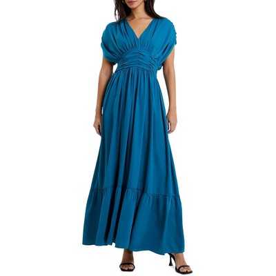 French Connection Womens Blue Ruched Maxi Dress 2 BHFO 7709